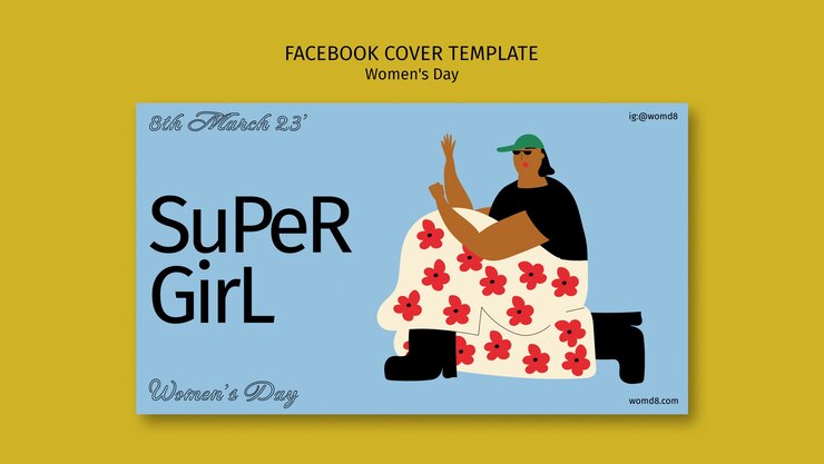 PSD Gratis flat design women's day facebook cover template