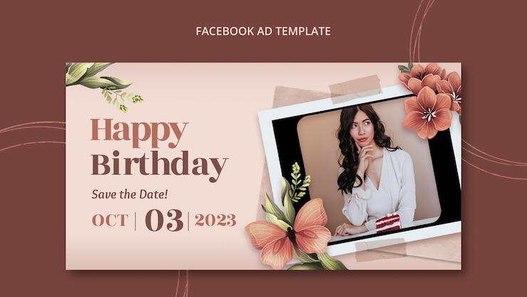 Gratis PSD floral social media promo-sjabloon voor verjaardagsviering