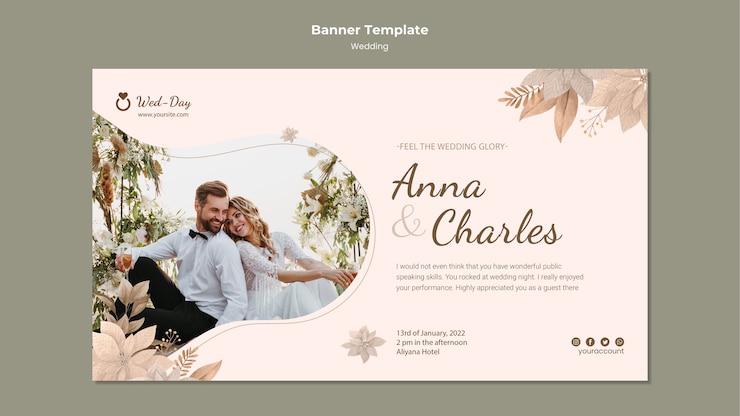 PSD Gratis floral wedding banner template