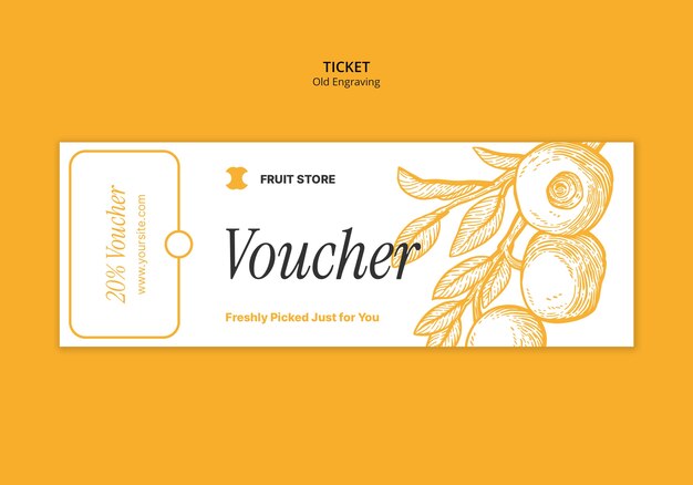 Floreal oude gravure ticket sjabloon
