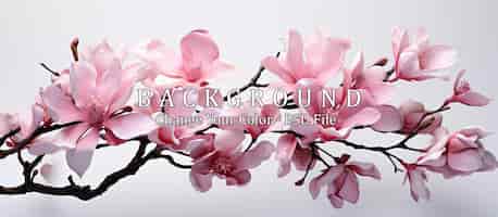 PSD gratuito flores de magnolia sobre un fondo blanco hermosas flores de magnolia rosadas