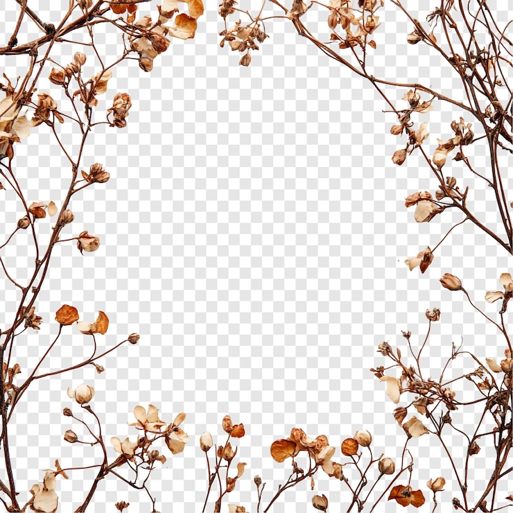 PSD gratuito flores secas enmarcan la frontera botánica de otoño
