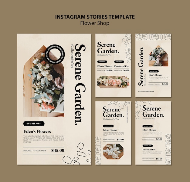 PSD gratuito flowershop historias de instagram