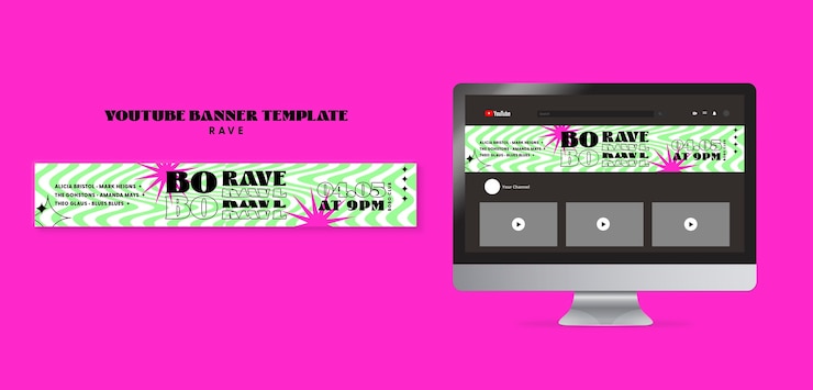 PSD Gratis fluid shapes rave event youtube banner template
