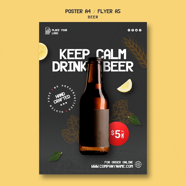 PSD gratuito flyer para beber cerveza