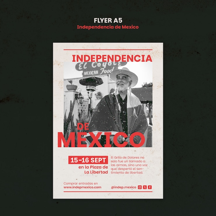 PSD gratuito flyer del giorno dell'indipendenza messicana