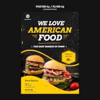 PSD gratuito flyer design comida americana