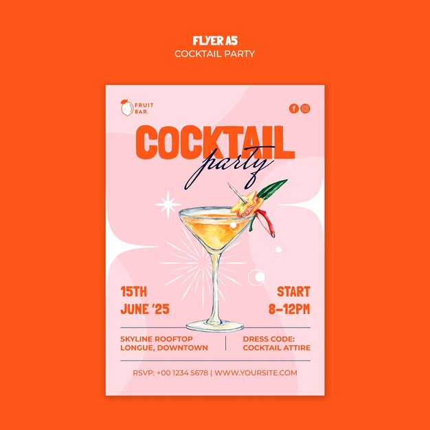 Flyer de fiesta de cócteles