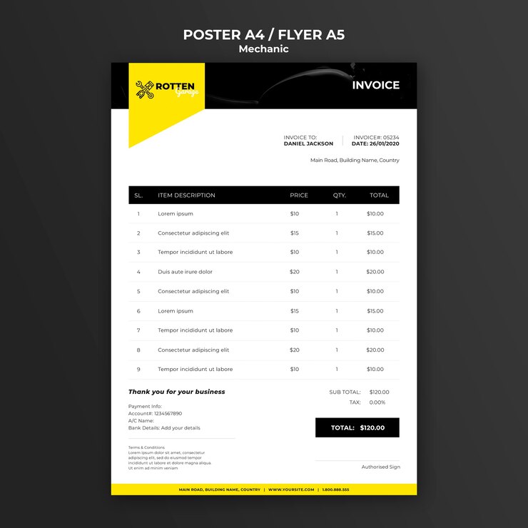 PSD Gratis flyer for motorcycle repair shop