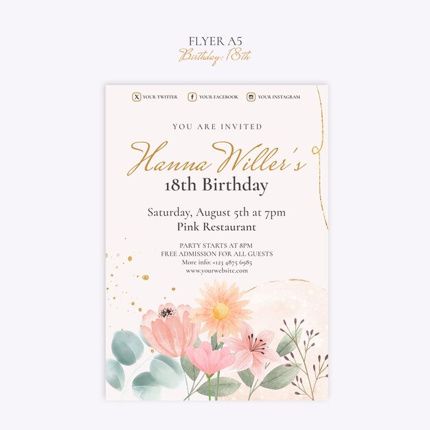 Flyer de invitación de cumpleaños