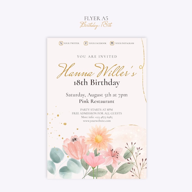 Flyer de invitación de cumpleaños