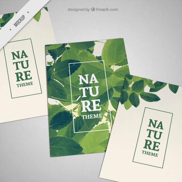 Flyer mockups met groene bladeren