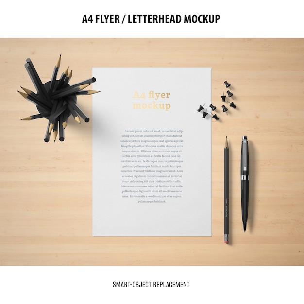 Gratis PSD flyer of briefhoofd mockup