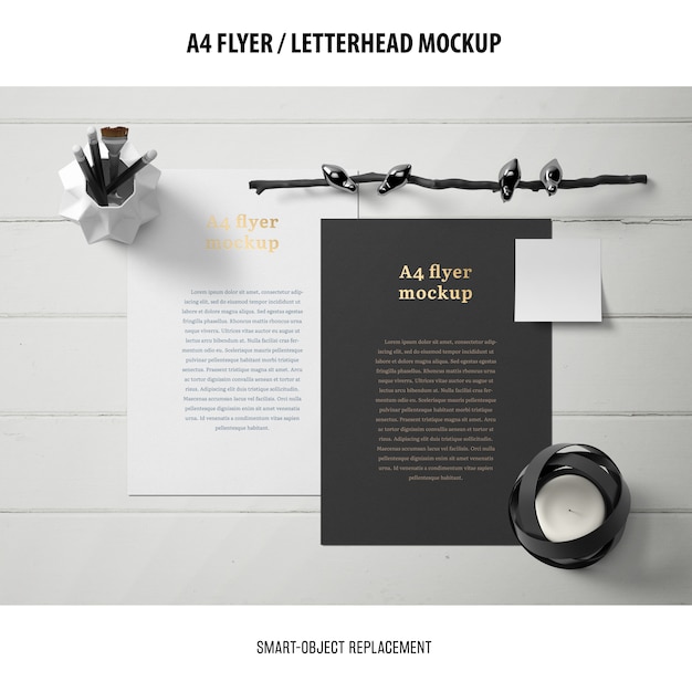 Gratis PSD flyer of briefhoofd mockup