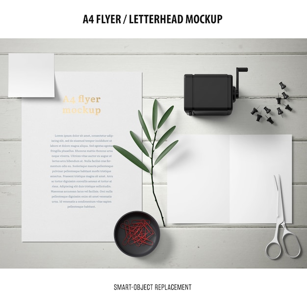 Gratis PSD flyer of briefhoofd mockup