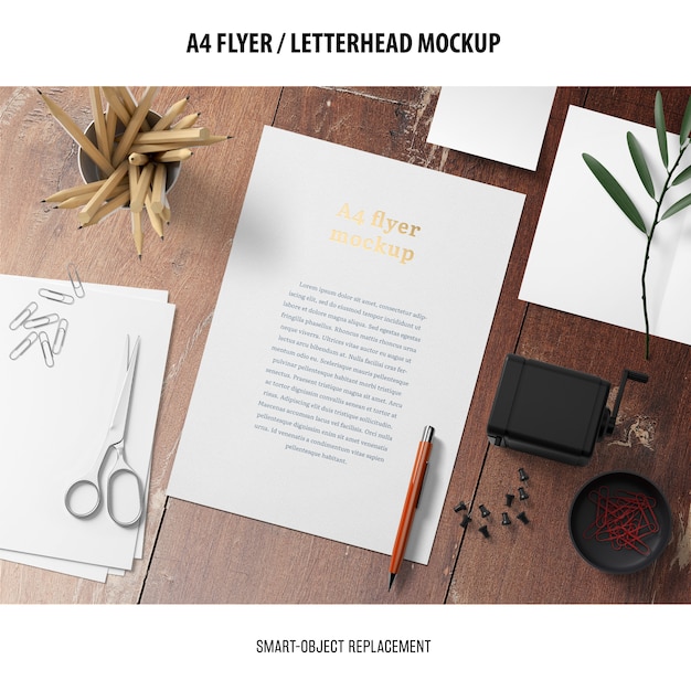 Gratis PSD flyer of briefhoofd mockup