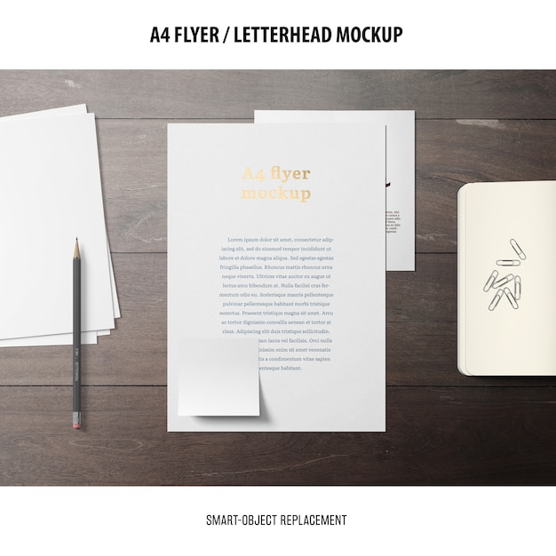 Gratis PSD flyer of briefhoofd mockup