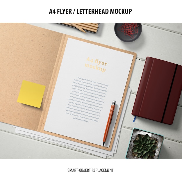 Gratis PSD flyer of briefhoofd mockup