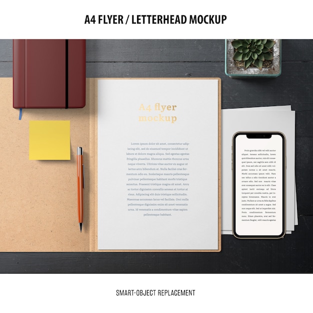 Gratis PSD flyer of briefhoofd mockup