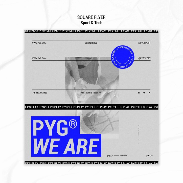 PSD Gratis flyer persegi kami bermain basket