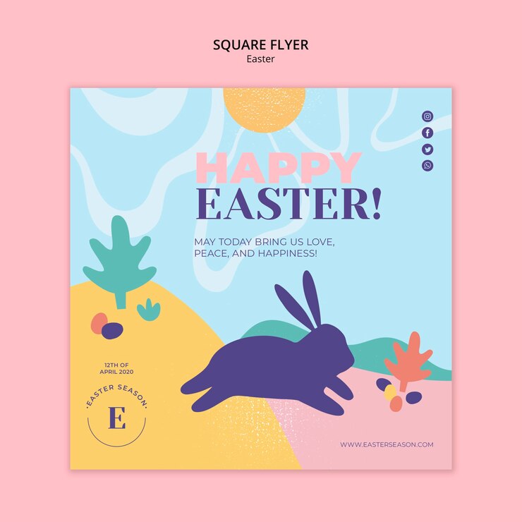 PSD Gratis flyer persegi selamat hari paskah
