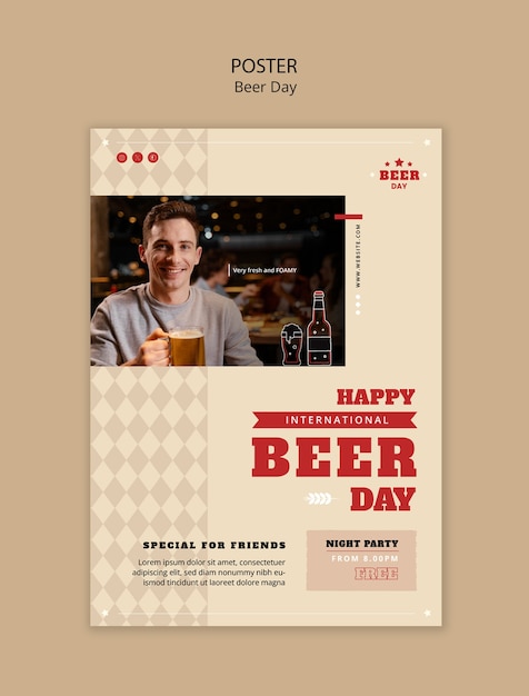 Flyer sjabloon voor de viering van de bierdag