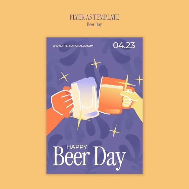 Gratis PSD flyer sjabloon voor de viering van de bierdag