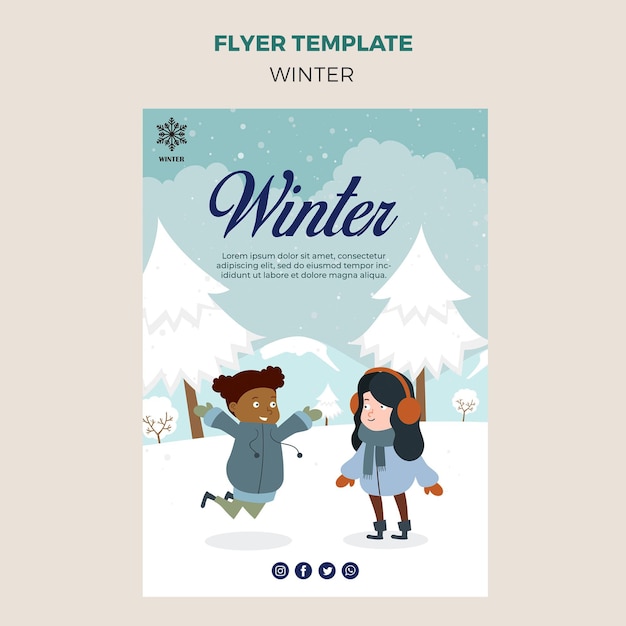 Flyer-sjabloon voor de winter met kinderen