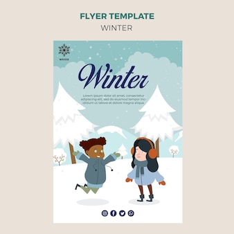 Flyer-sjabloon voor de winter met kinderen