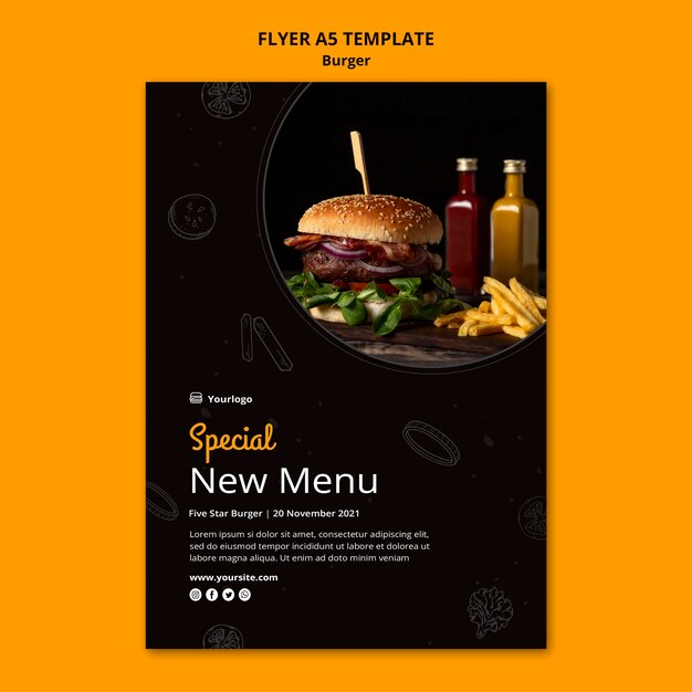 Flyer-sjabloon voor hamburgerbistro