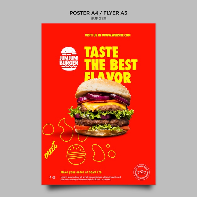 Gratis PSD flyer-sjabloon voor hamburgerrestaurant