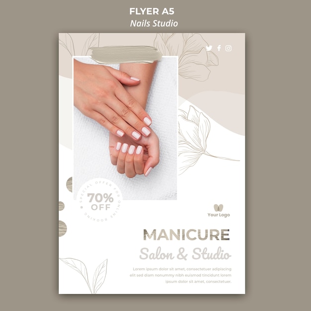 Gratis PSD flyer-sjabloon voor nagelsalon