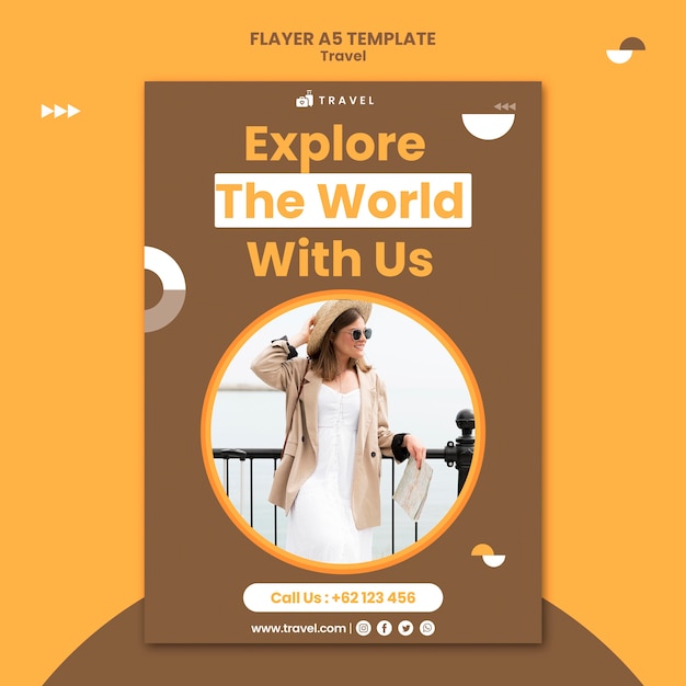 Flyer vertical para viajar con mujer
