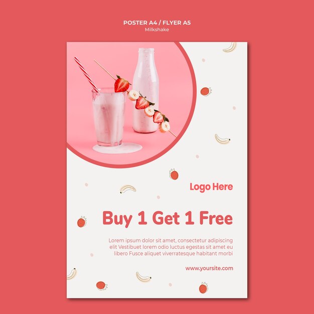 Flyer voor aardbeienmilkshake