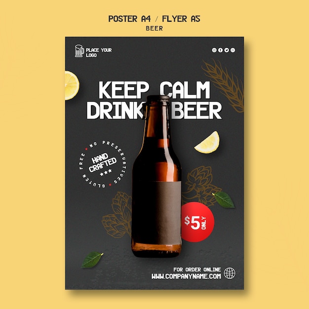Gratis PSD flyer voor het drinken van bier