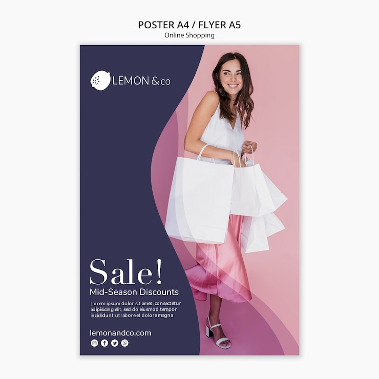 Gratis PSD flyer voor online modeverkoop
