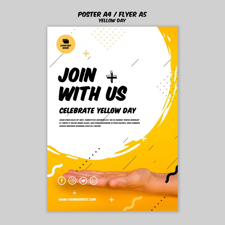 PSD Gratis flyer with yellow day template