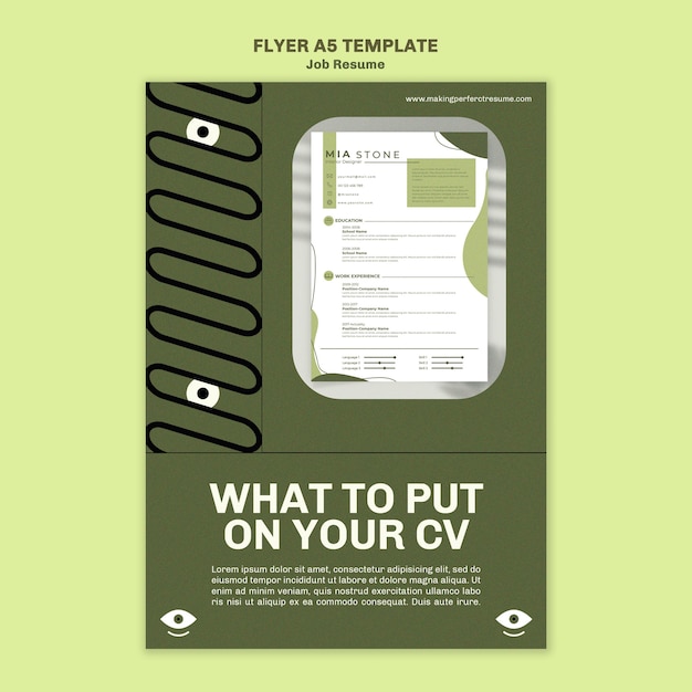 Gratis PSD flyersjabloon voor baan cv advies