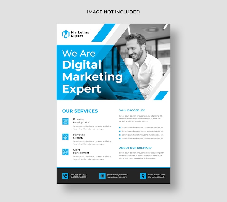 Gratis PSD flyersjabloon voor modern digitaal marketingbureau