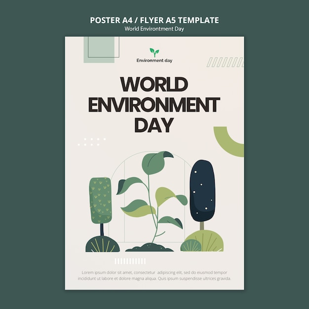 PSD gratuito folleto a5 del día mundial del medio ambiente con plantas.