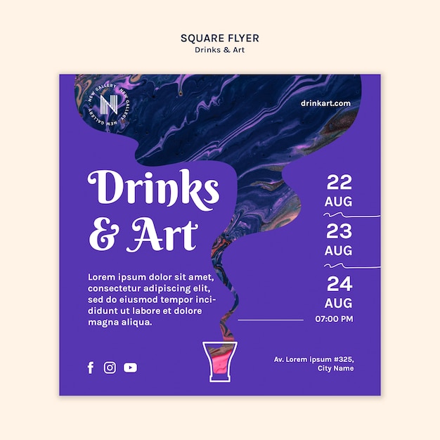 PSD gratuito folleto de bebidas y arte