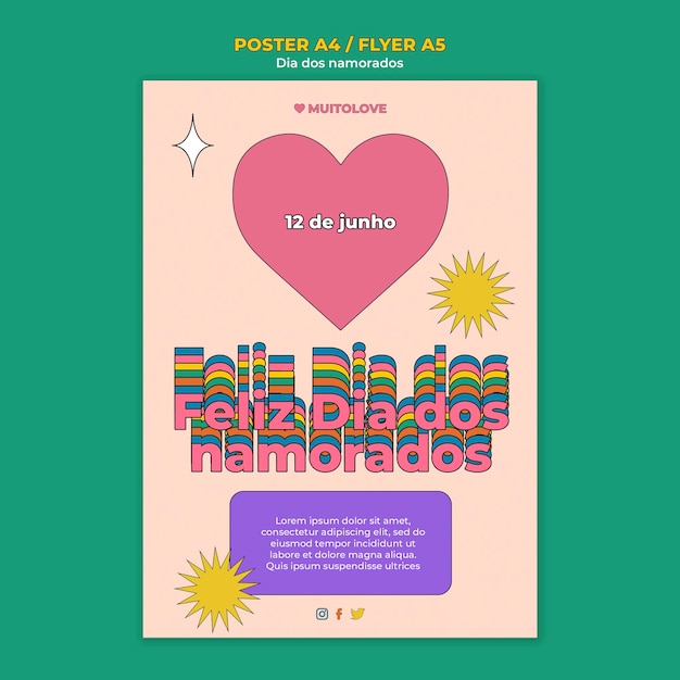 PSD gratuito folleto de celebración del dia dos namorados