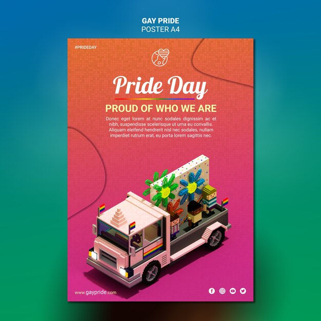 Folleto colorido de la plantilla del orgullo gay