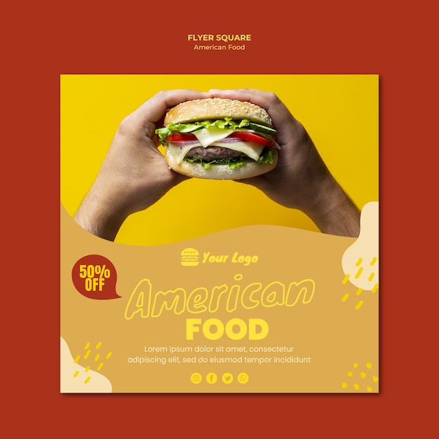 PSD gratuito folleto de comida americana