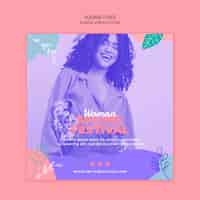 PSD gratuito folleto con concepto de festival de primavera de mujer