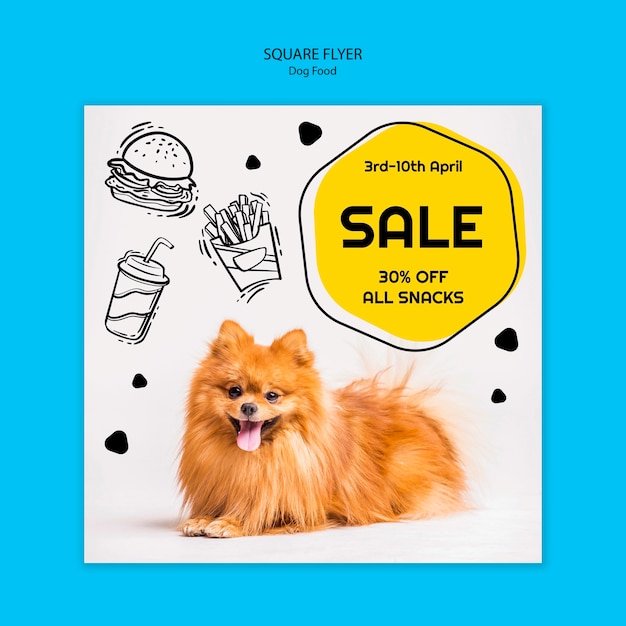 PSD gratuito folleto cuadrado colorido comida para perros