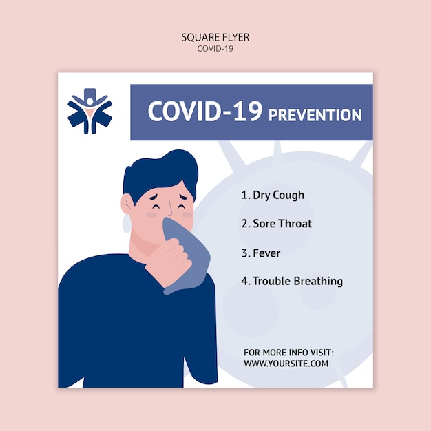 Folleto cuadrado de prevención de coronavirus