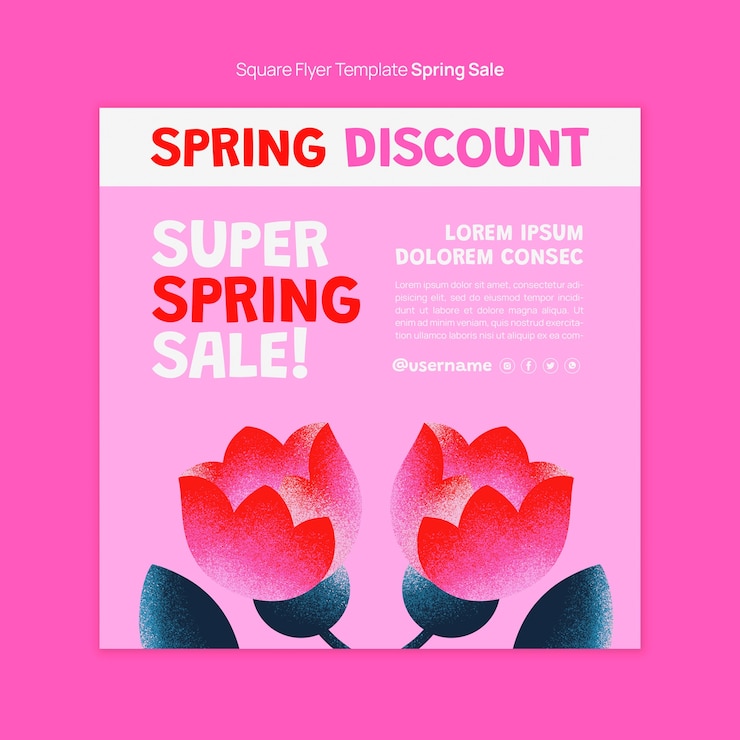 PSD gratuito folleto cuadrado de venta de primavera floral