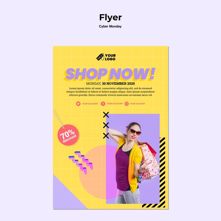 PSD gratuito folleto de cyber monday con foto