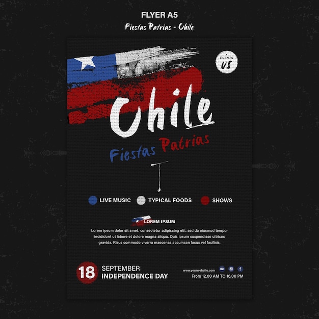 PSD gratuito folleto del día internacional de chile